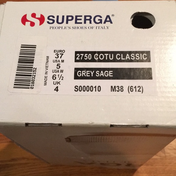 New w/box Superga 2750 grey sage shoes 37 6 1/2 - Picture 5 of 5